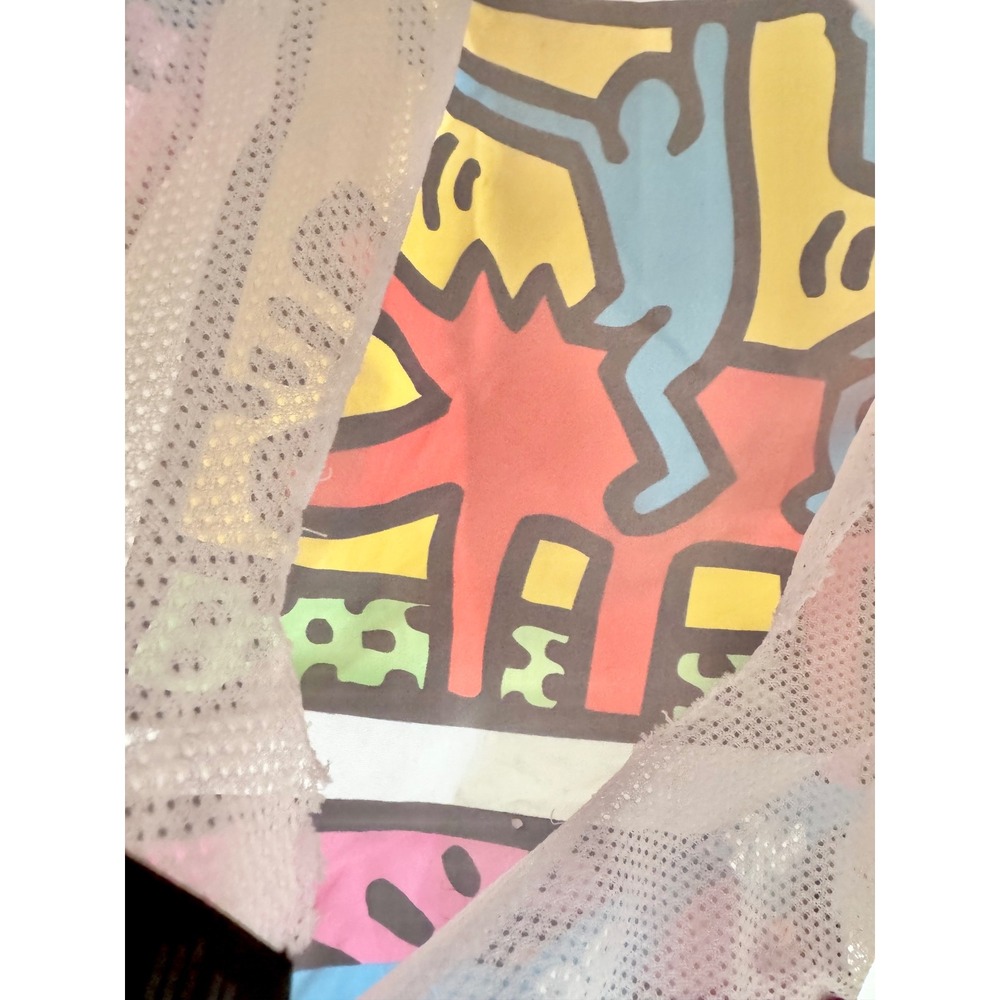 Members Only Keith Haring Windbreaker Jacket Pop Art Graphic Anorak Multicolor - Picture 9 of 15